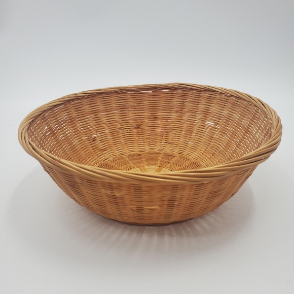 Boho Rattan Basket Bowl Wall Home Decor Tan Vintage - Picture 3 of 5